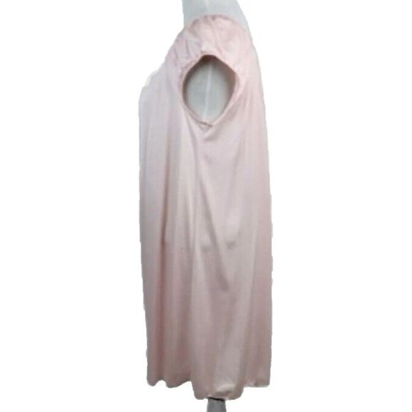 NWT VTG Shadowline Pink Nylon Nightgown 3X Lace Applique V-Neck Cap Sleeves 41" - Picture 10 of 16